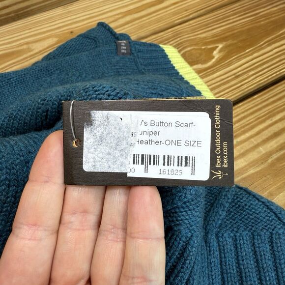 Ibex Button Scarf Merino Wool Teal / Lime Green Short Wrap Scarf Winter Wear - Picture 5 of 5